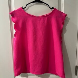 Everly Pink Boxy Cap Sleeve Blouse